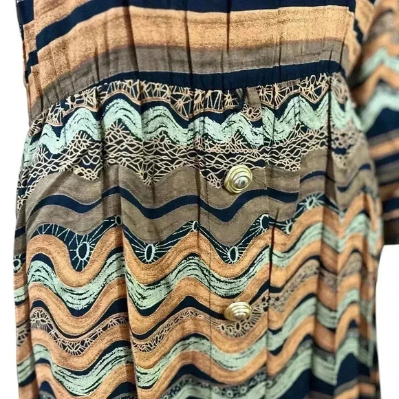 True vintage :Positive Attitude chevron Brown and Tan Knee-Length Sheath Dress-L - Picture 3 of 12